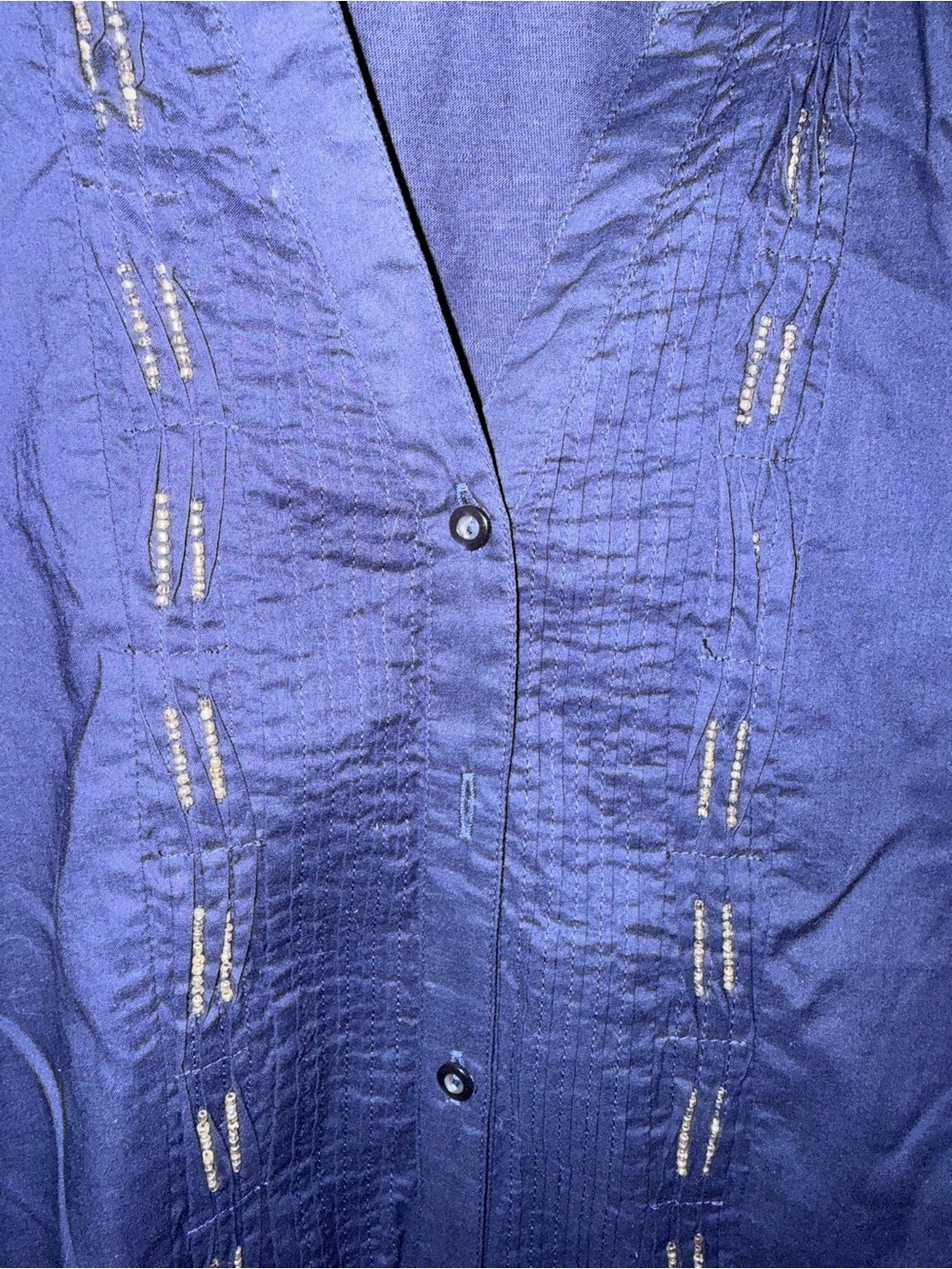 Coldwater Creek XL 16 Navy Embellished Tunic Blouse Coastal Grandmother - Picture 4 of 6